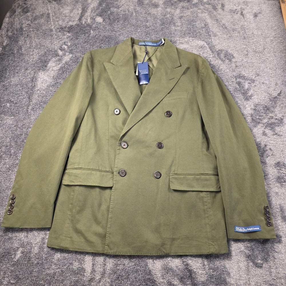 Polo Ralph Lauren Double Breast Suit Jacket Mens 38R Olive Green $600